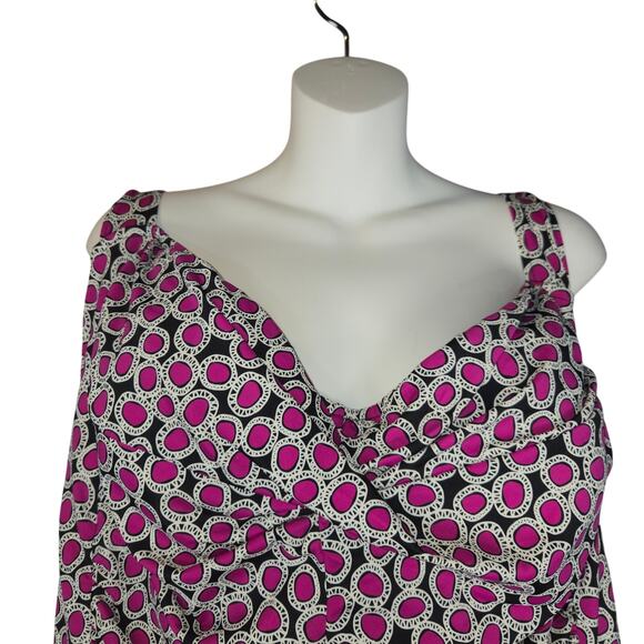 A&H Sportswear Womens 26W Tankini Top Plus Size Swimsuit Pink Black Polka Dots - Picture 2 of 16